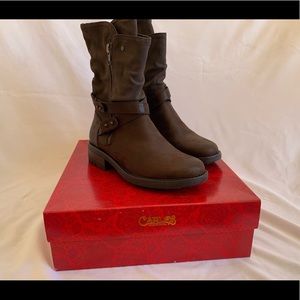 Brown leather Carlos Santana moto boots